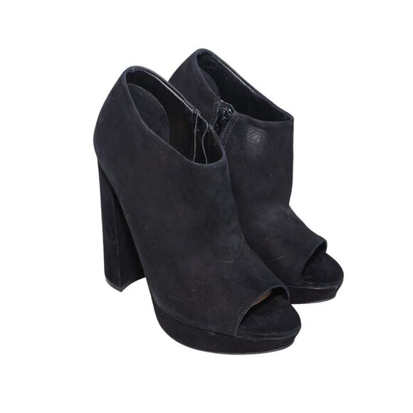 Aldo Black Suede Chunky Platform Heeled Ankle Booties, Size 6 - Picture 8 of 10